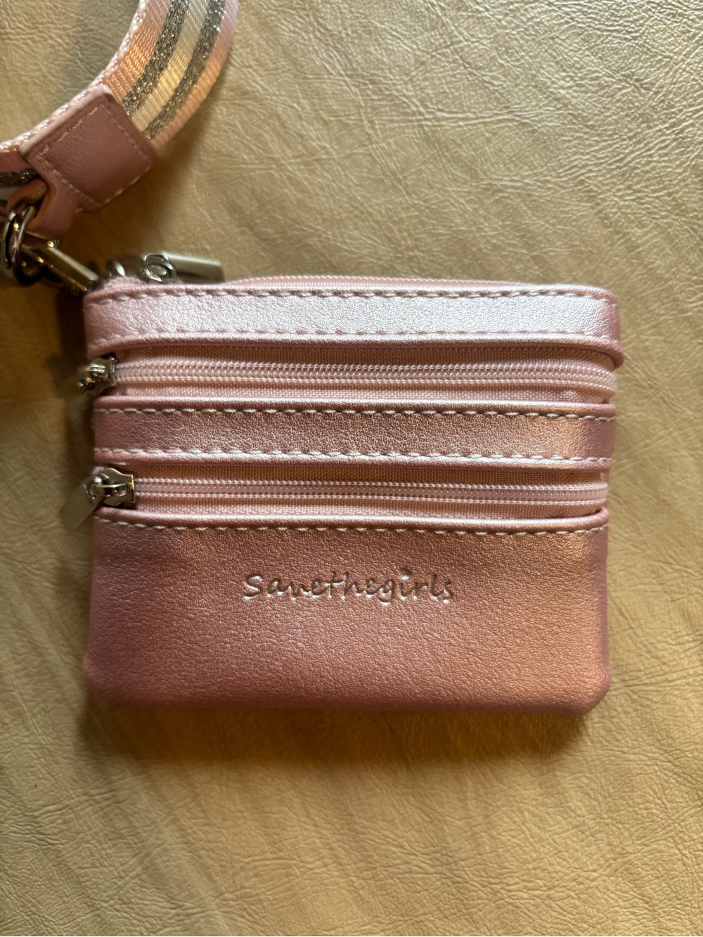 Sweethearts Pink Metallic Mini Zip Card Wallet